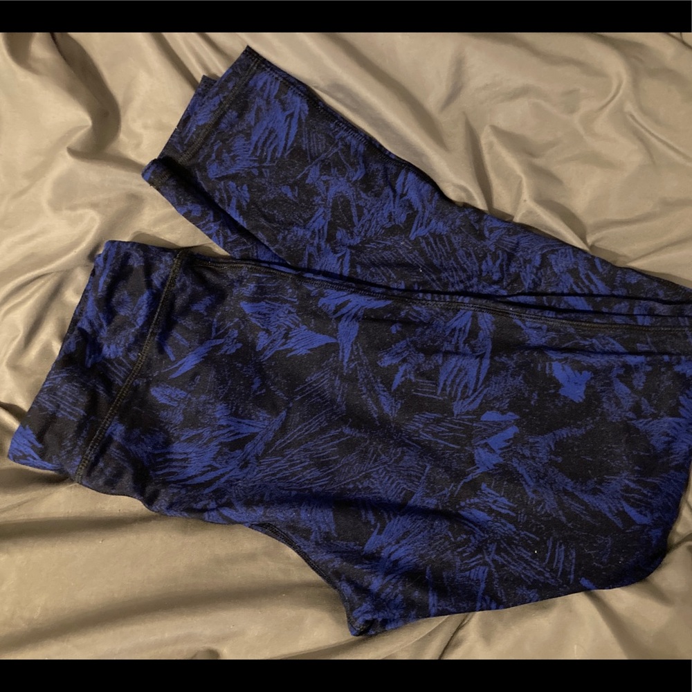 Blue and black workout leggings